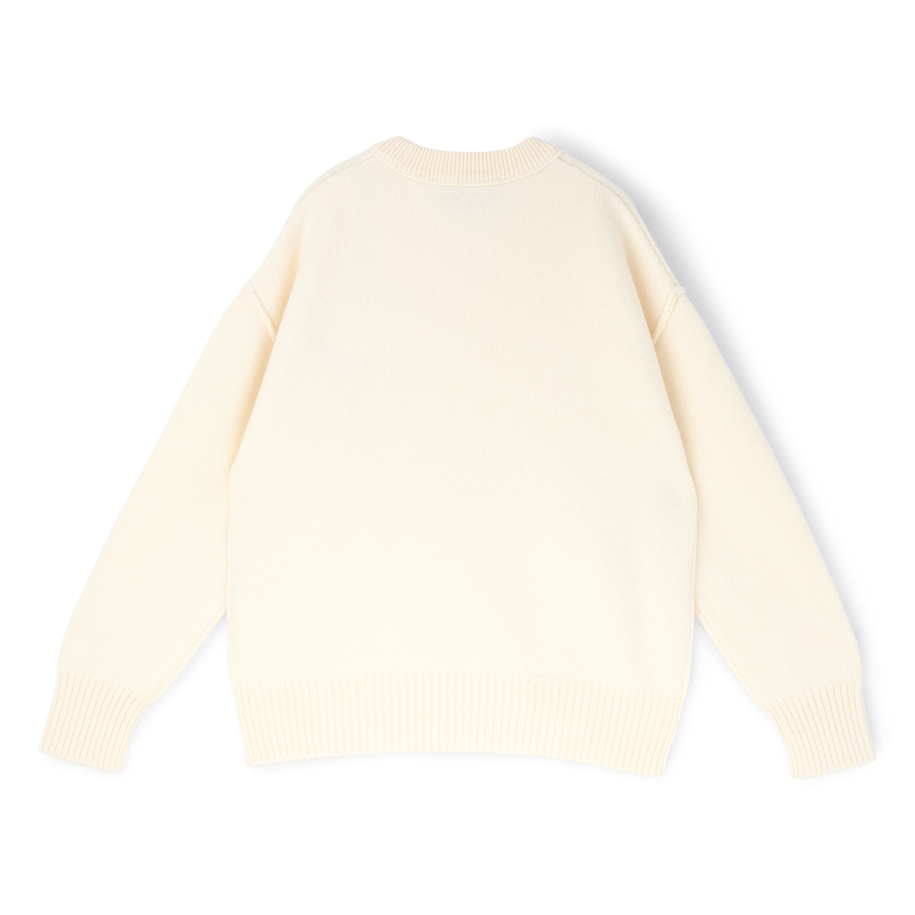 AMI Crewneck Sweater With Contrasted AMI De Coeur (Ecru/Rouge) Top