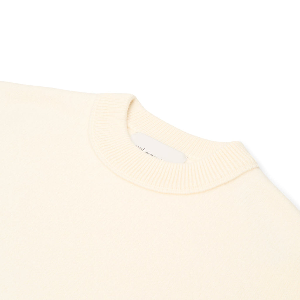 AMI Crewneck Sweater With Contrasted AMI De Coeur (Ecru/Rouge) Top