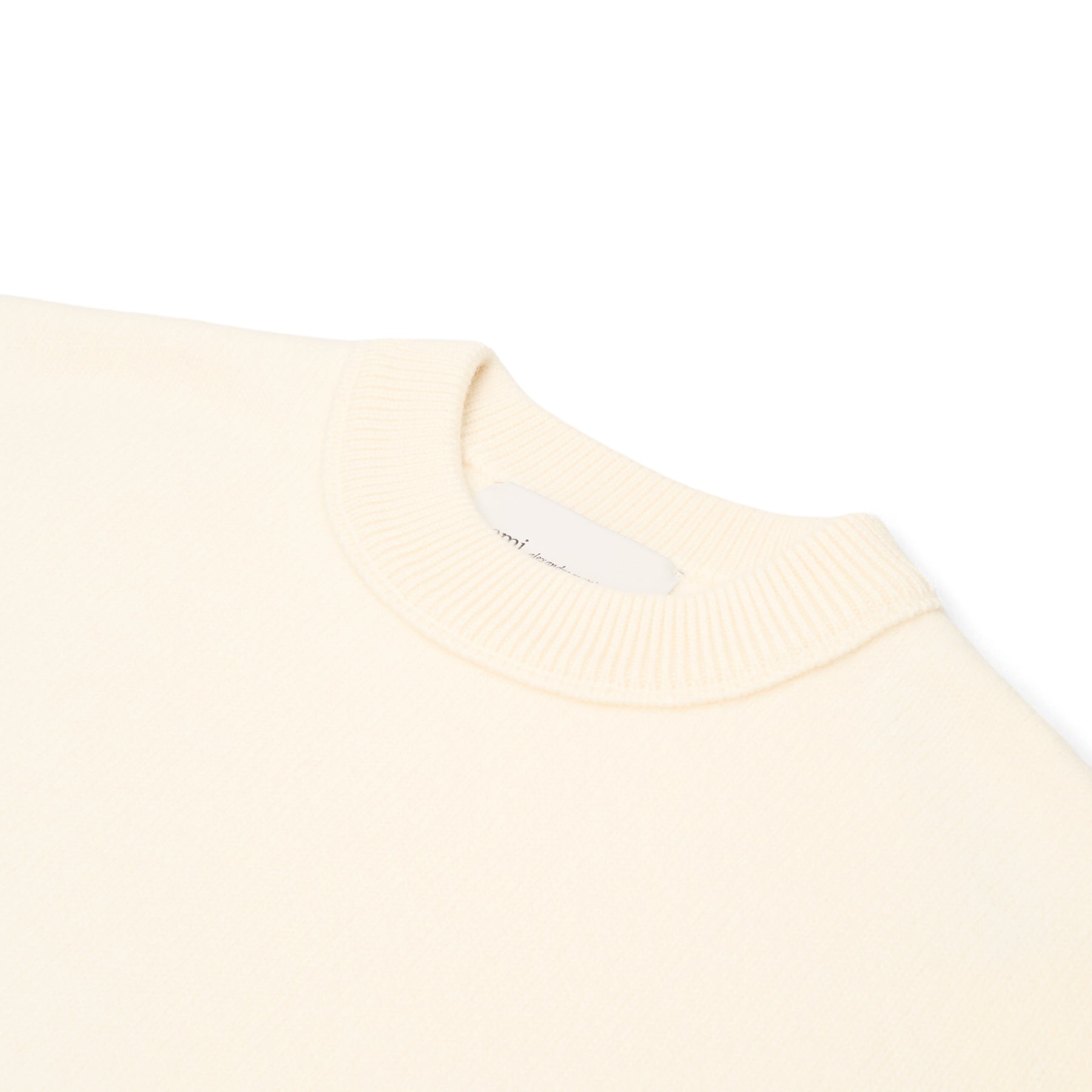 AMI Crewneck Sweater With Contrasted AMI De Coeur (Ecru/Rouge) Top