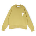 AMI Crewneck Sweater With Contrasted AMI De Coeur (Matcha/Ecru) Top