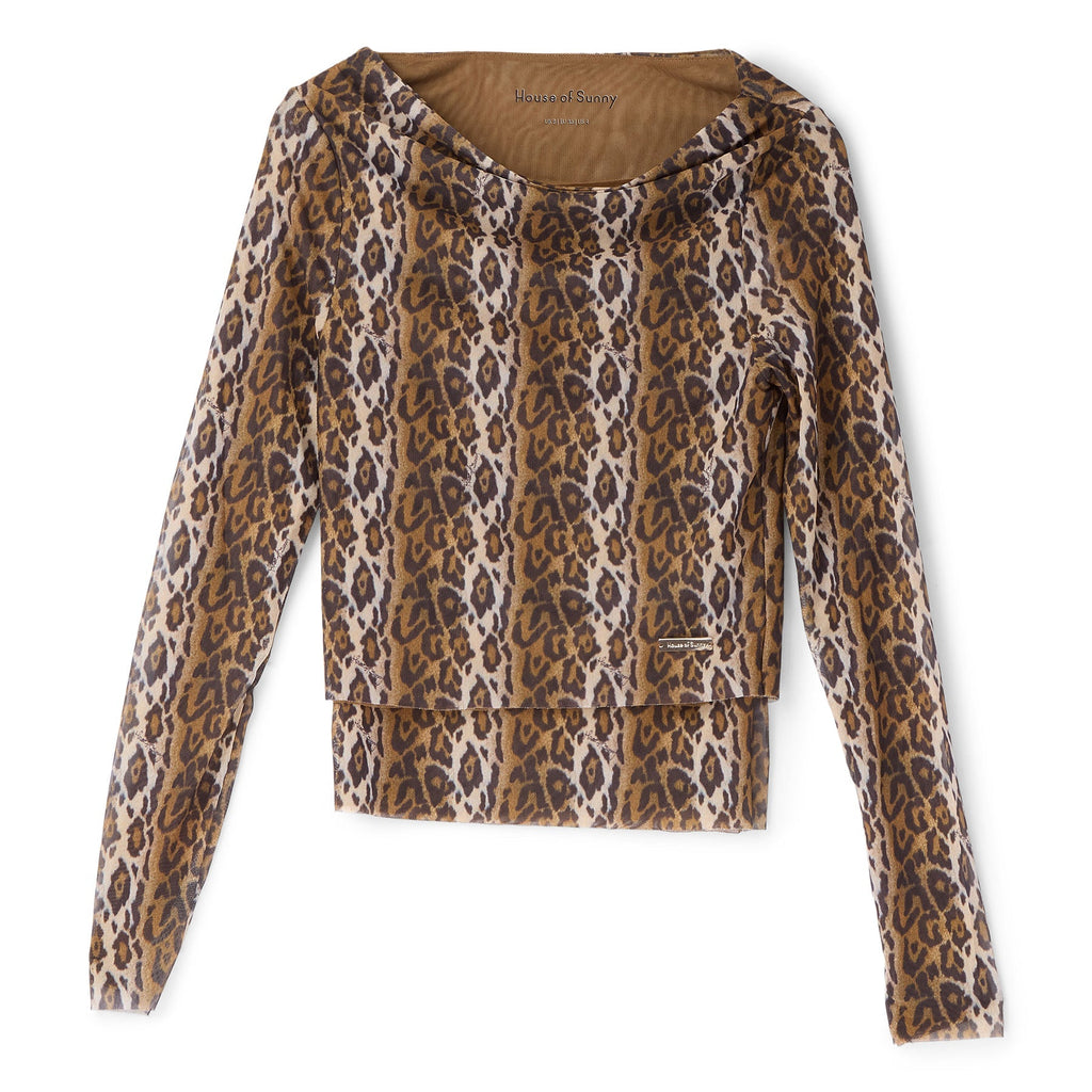 House of Sunny Leopard Multi Layered Long Sleeve (Multi) Top