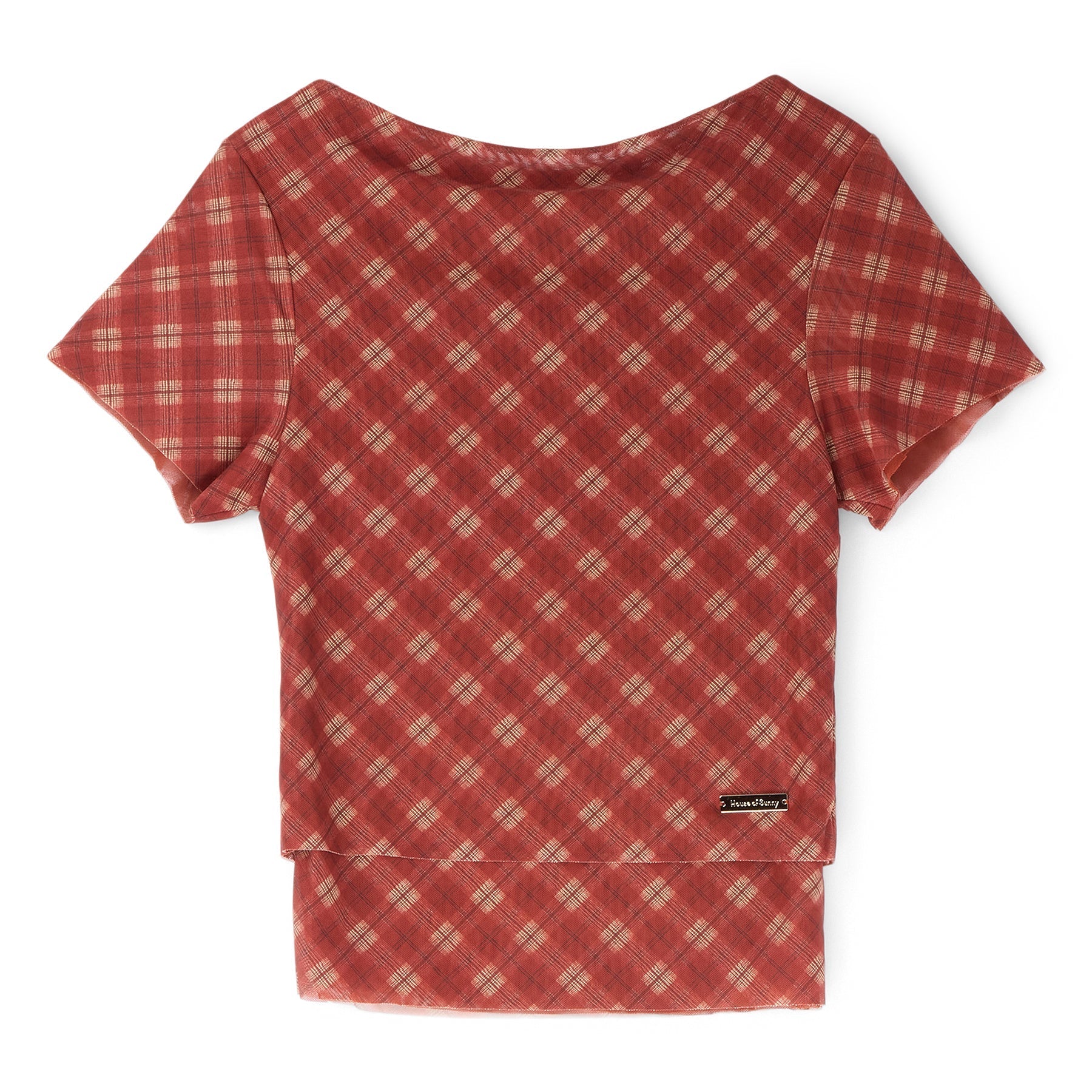 House of Sunny Retro Check Mesh Top (Multi)T-shirt  Top