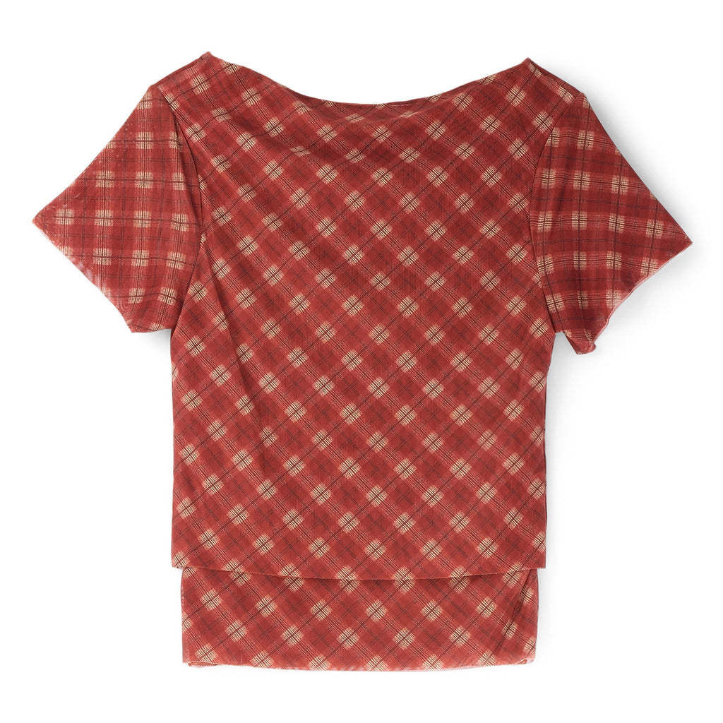 House of Sunny Retro Check Mesh Top (Multi)T-shirt  Top