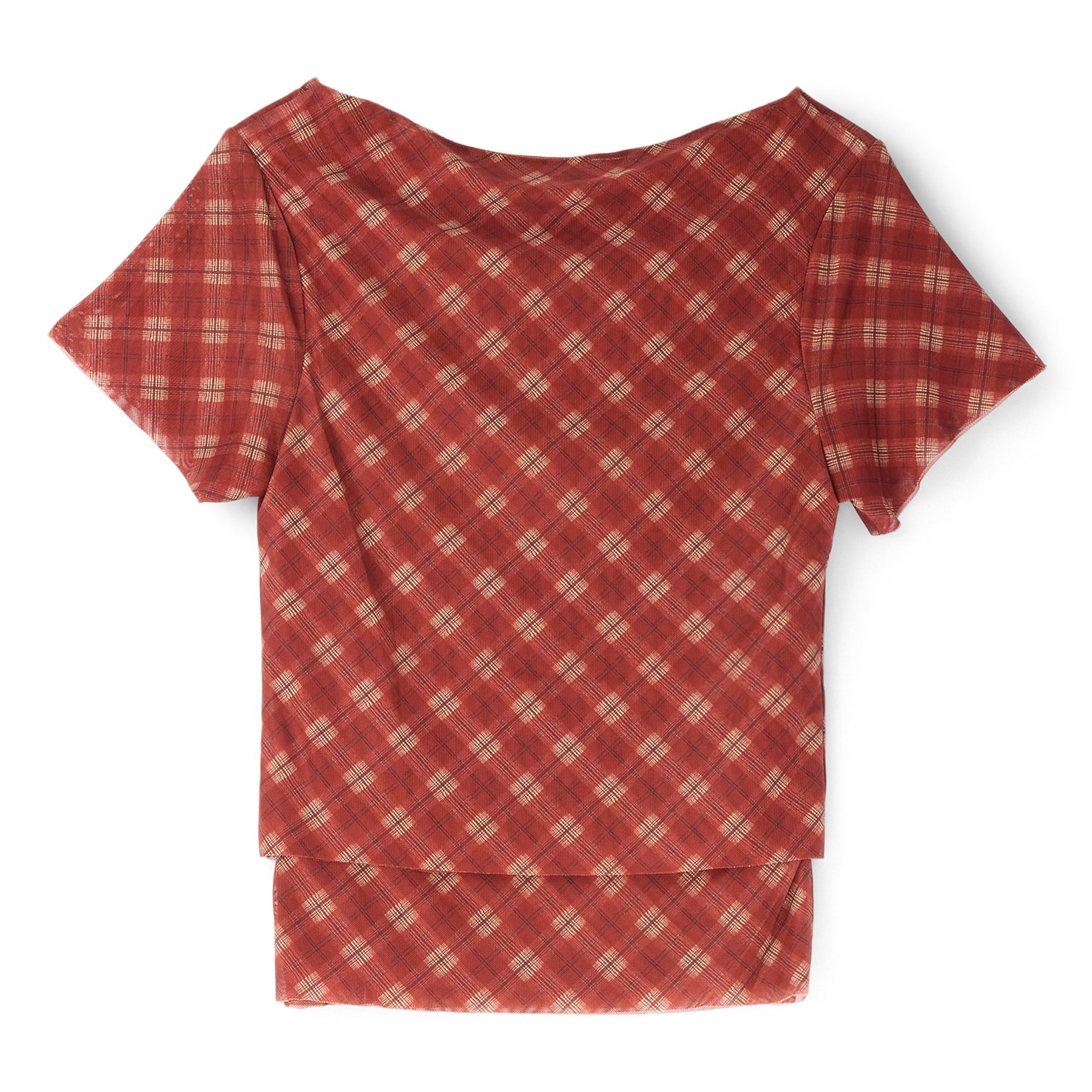 House of Sunny Retro Check Mesh Top (Multi)T-shirt  Top