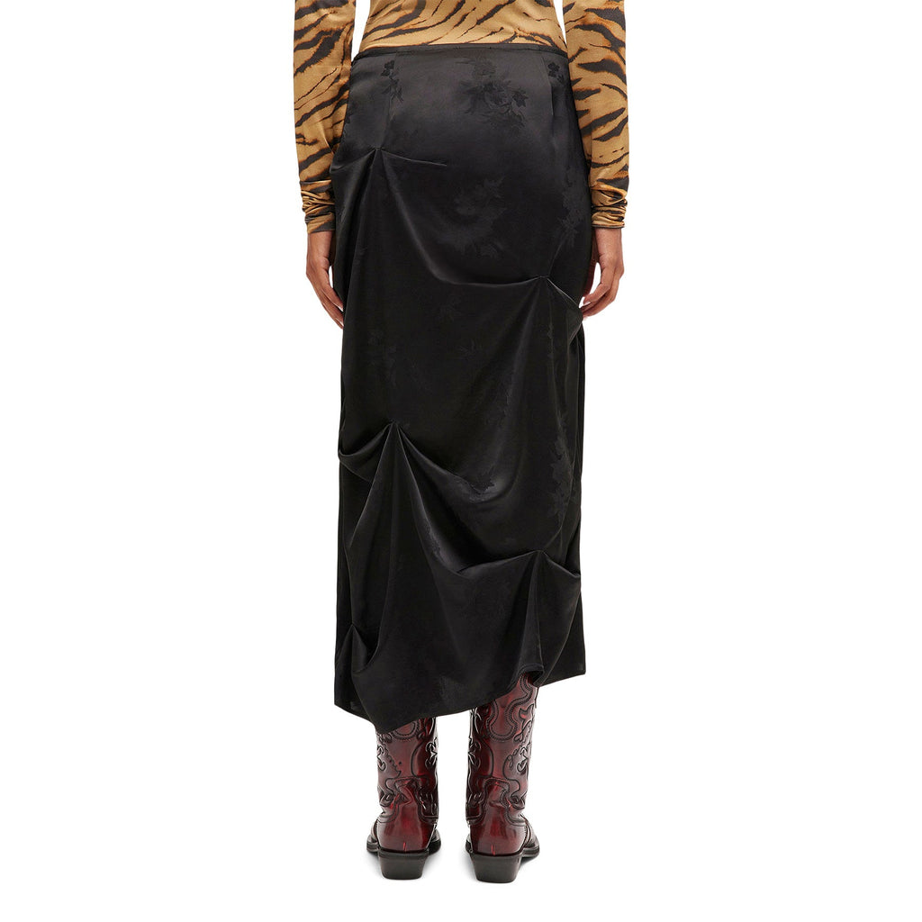 GANNI Jacquard Tuck Drpaed Skirt (Black) Trousers
