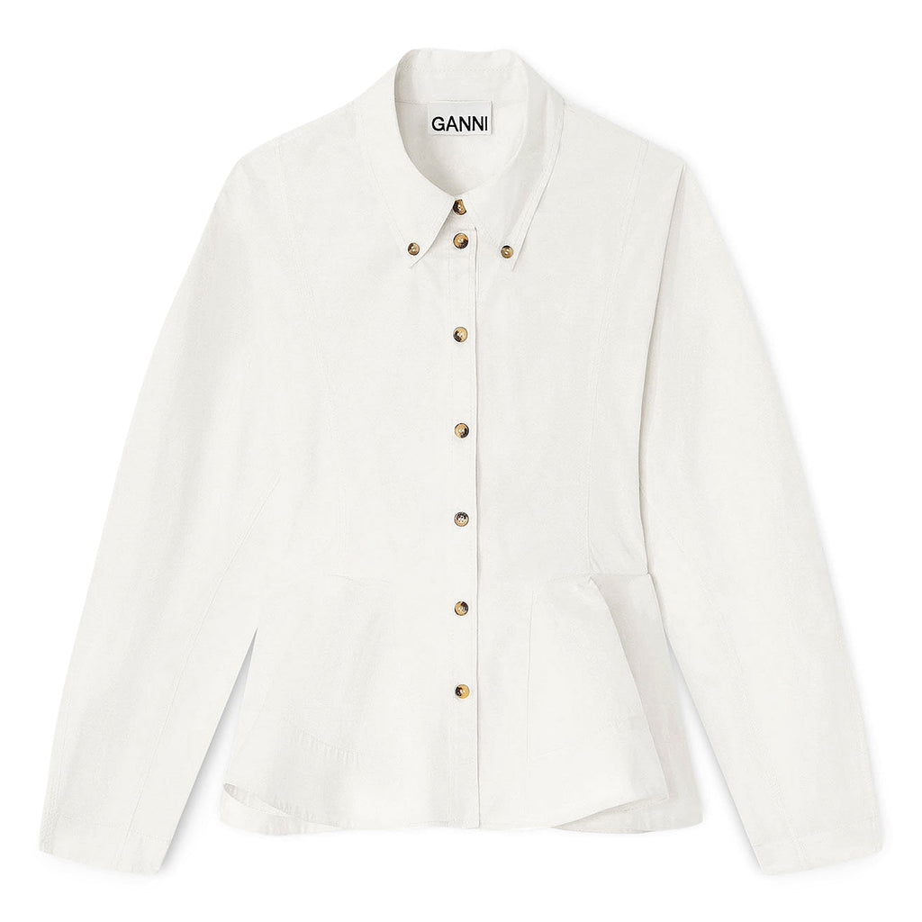 GANNI Peplum Shirt (Egret) Top
