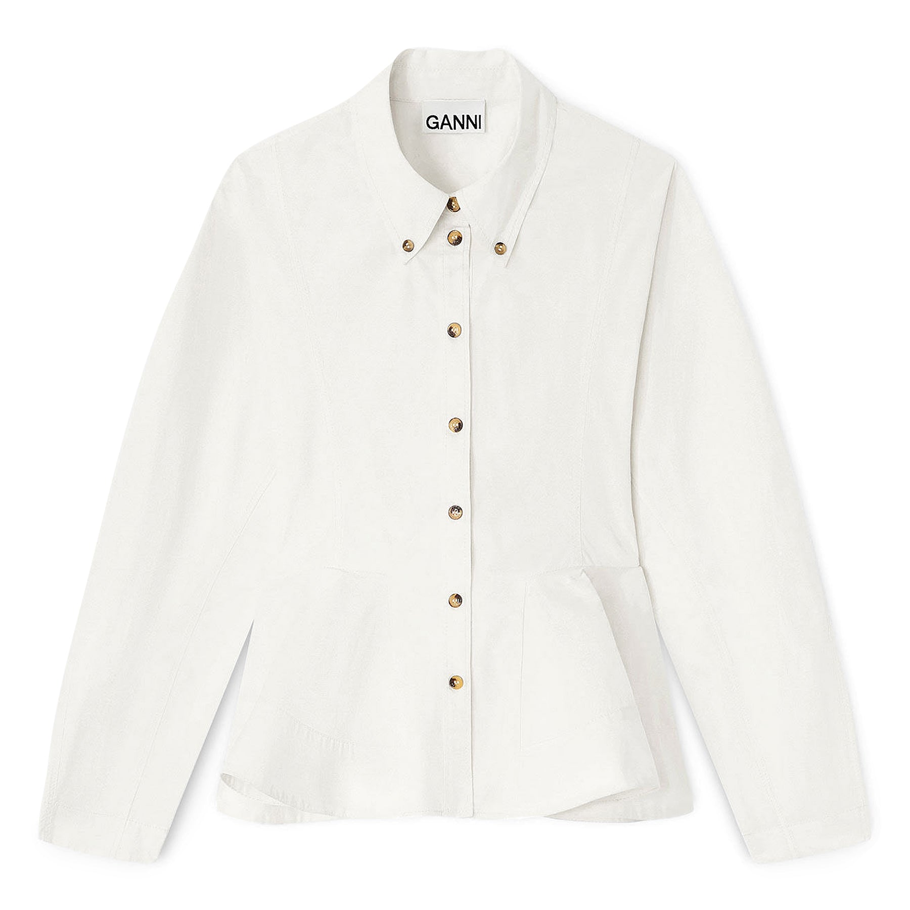 GANNI Peplum Shirt (Egret) Top