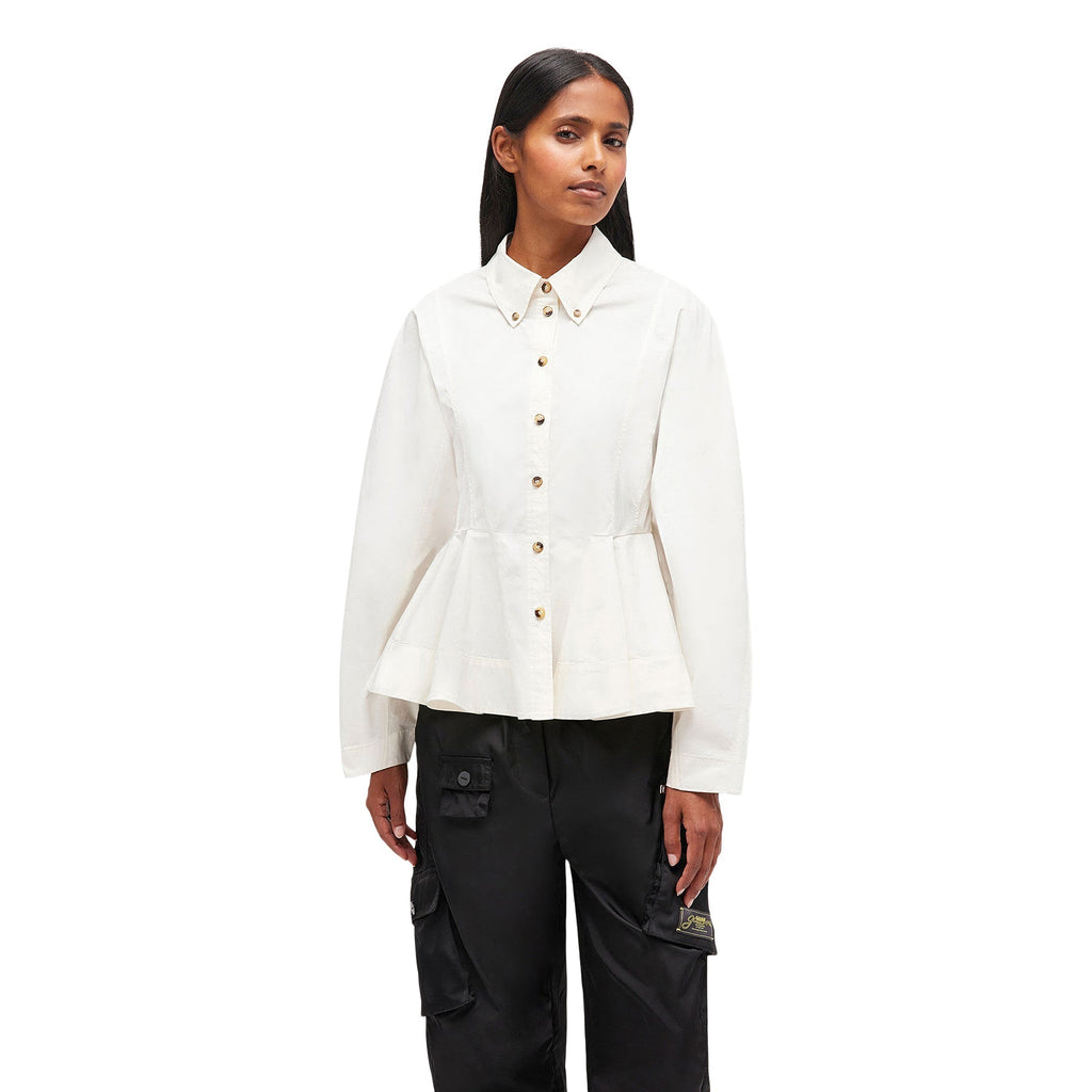 GANNI Peplum Shirt (Egret) Top