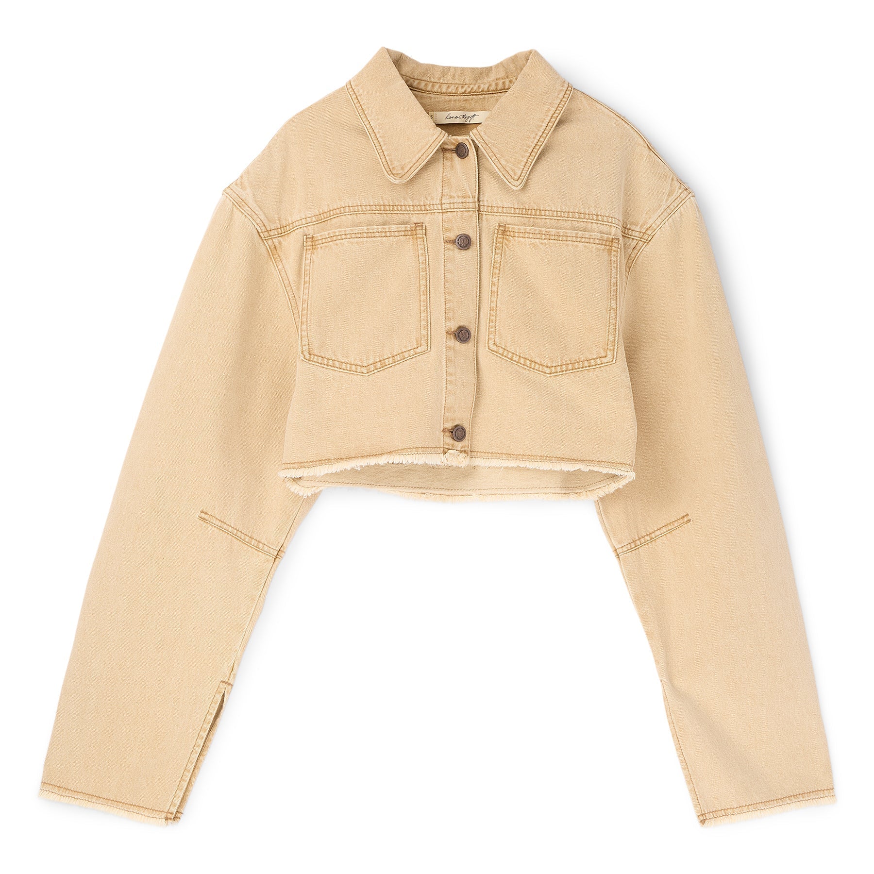 Honor The Gift B-Summer Raw Edge Cropped Jacket (Tan) Top